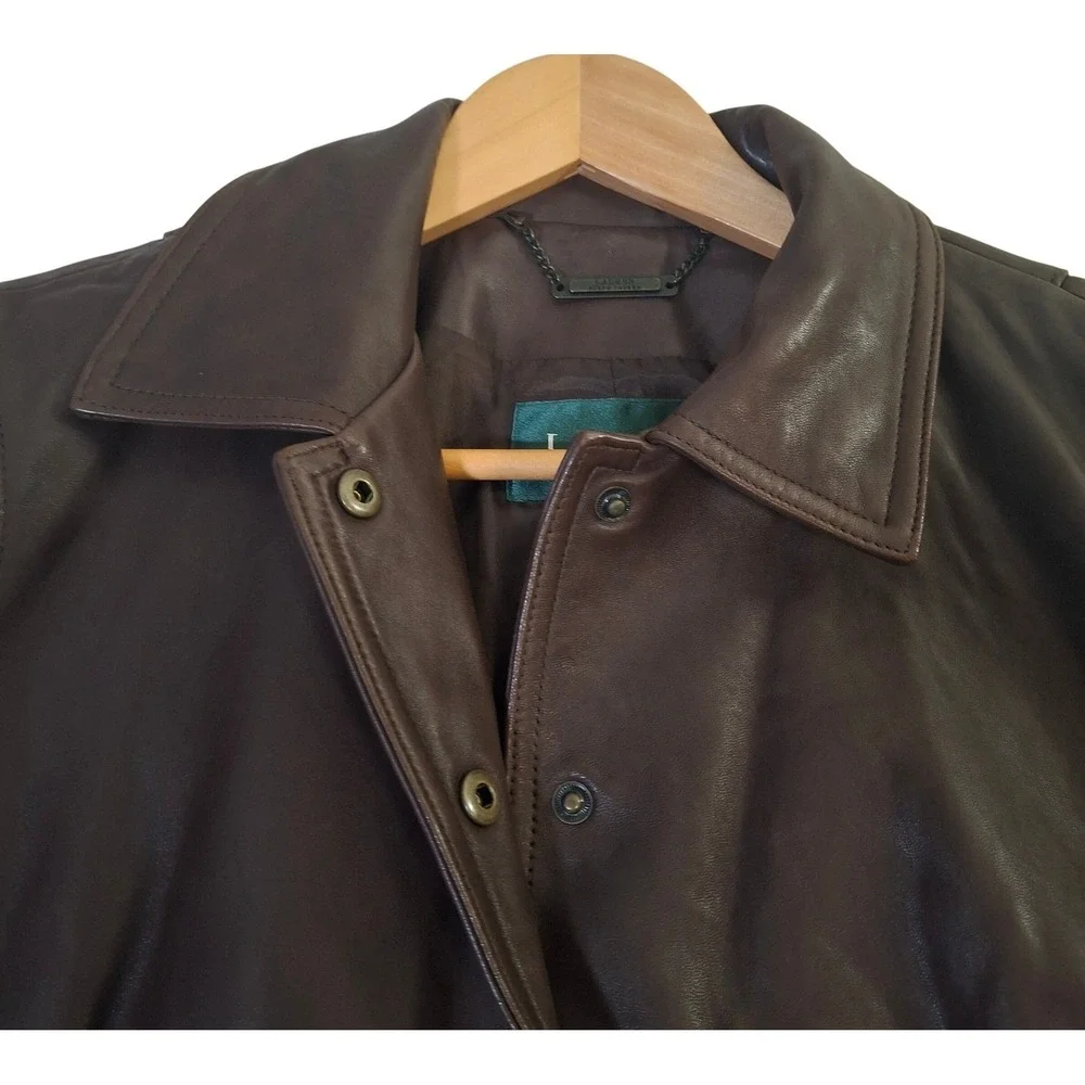 Lauren Ralph Lauren Leather Jacket Women's Large Brown